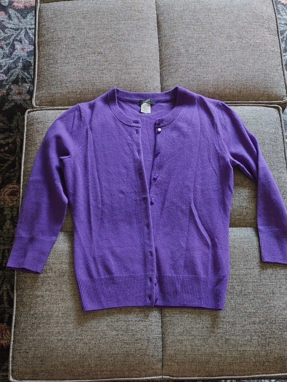 J. Crew Purple Crewneck Button-Up Cardigan